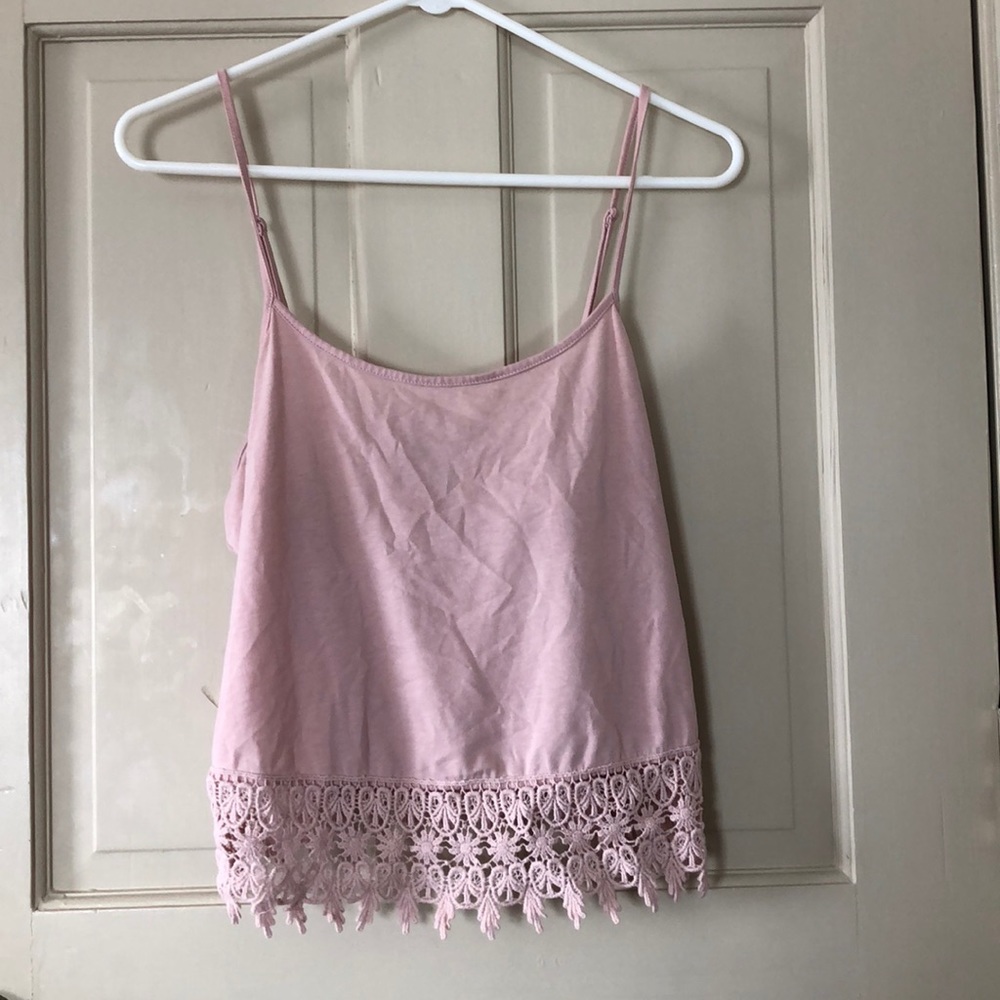 PINK TANK WITH CROCHET BOTTOM